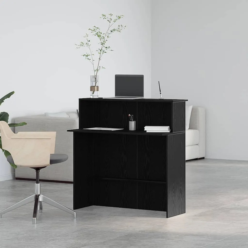 recepciós pult fekete 100x50x103,5 cm szerelt fa