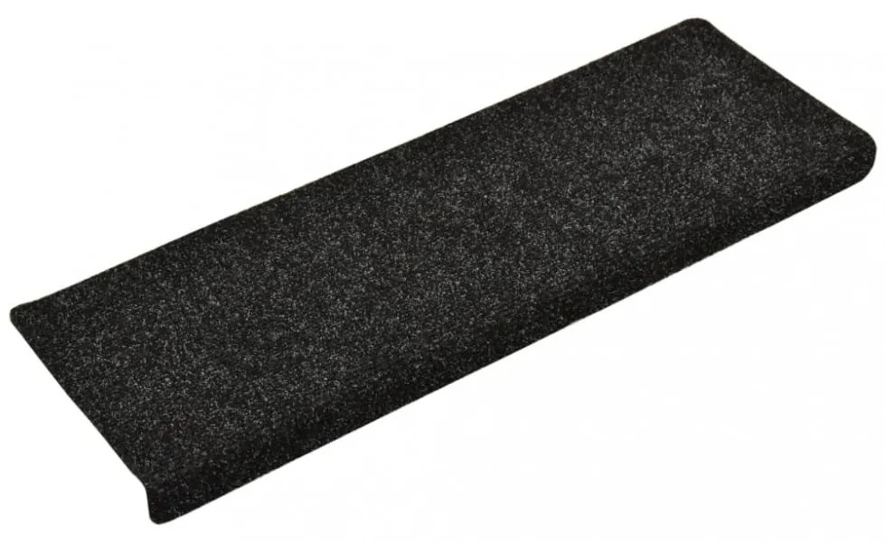 15 db öntapadós lépcsőszőnyeg, 65 x 21 x 4 cm, fekete, téglalap alakú széllel