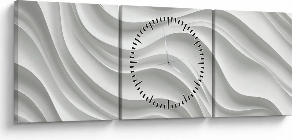 Kép - 3D fehér hullámok (órával) (90x30 cm)