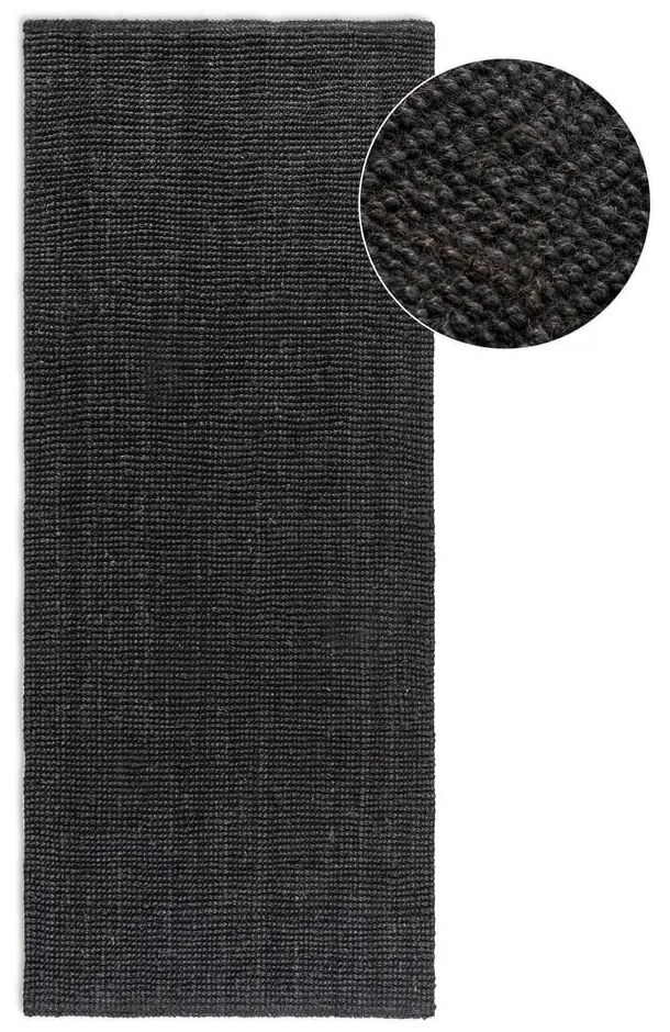 Fekete juta futószőnyeg 80x200 cm Bouclé – Hanse Home