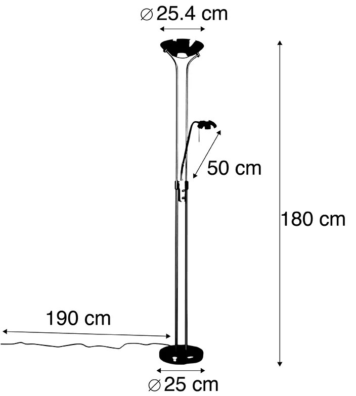 Állólámpa arany olvasólámpával, LED-del és dimmerrel - Diva 2