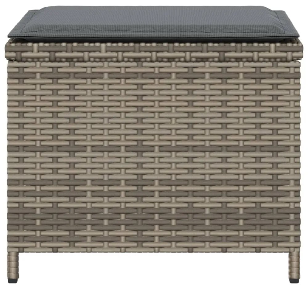 4 db szürke polyrattan kerti szék párnával 40 x 40 x 35 cm