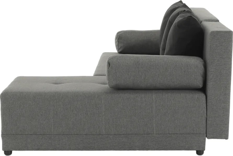 Sarokülőgarnitúra, J allású, ágyfunkcióval, szövet szürke/ párnák fekete, MEXX