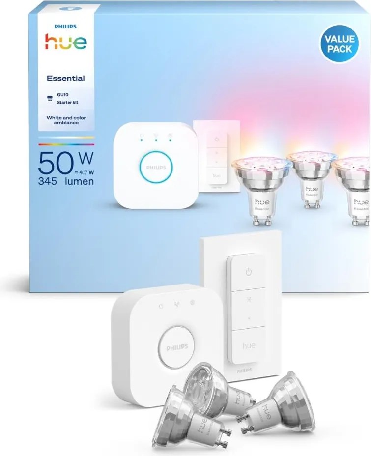 Kezdőkészlet Philips Hue WACA 3xGU10/4,7W 2200-6500K + Hue Bridge