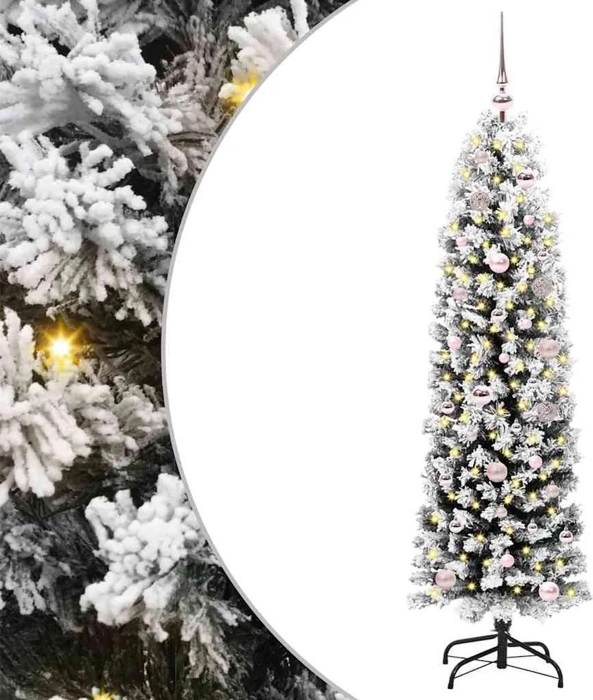 vidaXL Mű karácsonyfa 150 LED-del Zöld 150 cm PVC, acél és műanyag
