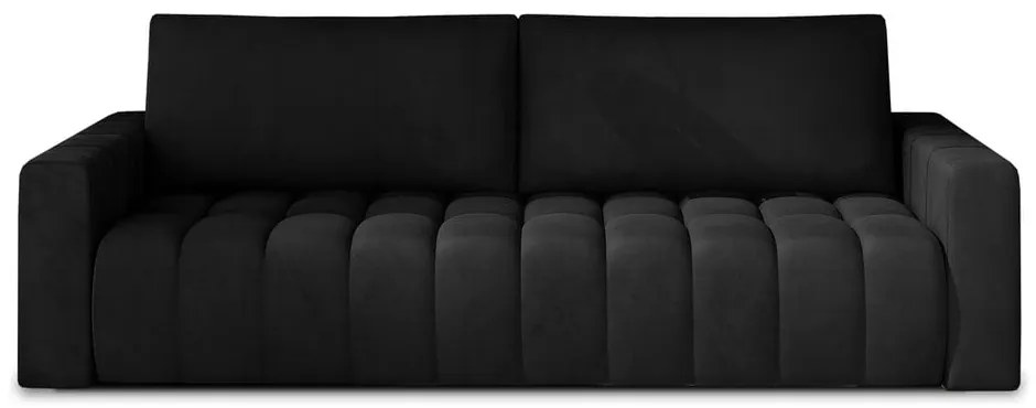Fekete bársony kinyitható-tárolóhelyes kanapé 247 cm Lazaro – ELTAP
