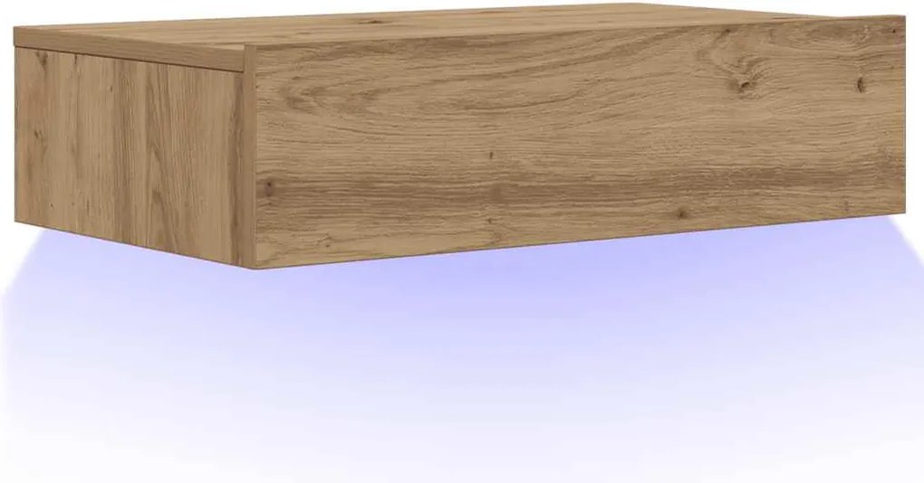 vidaXL kézműves tölgy színű TV-szekrény LED-lámpákkal 60x35x15,5 cm
