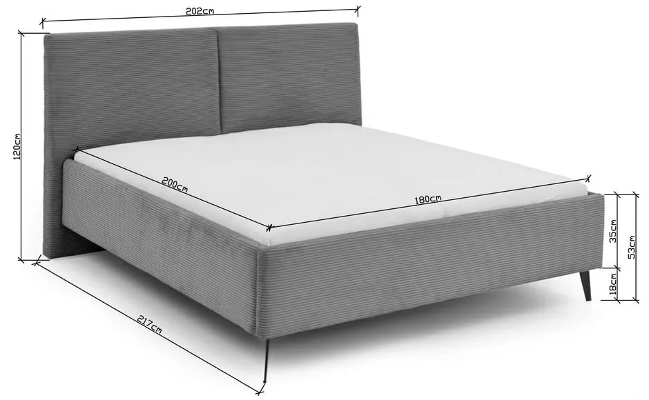 Bézs kárpitozott franciaágy ágyrács nélkül 180x200 cm Primo – Meise Möbel