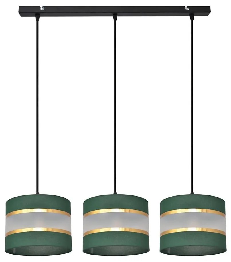 Csillár zsinóron HELEN 3xE27/15W/230V zöld/arany