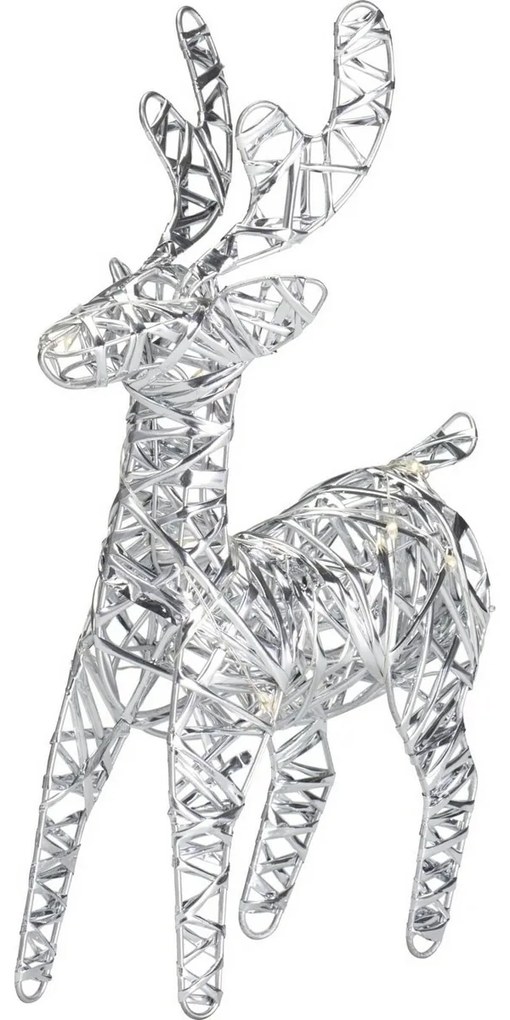 Silver karácsonyi világító rénszarvas, 21 x 14 cm, 30 mikro LED, elemes