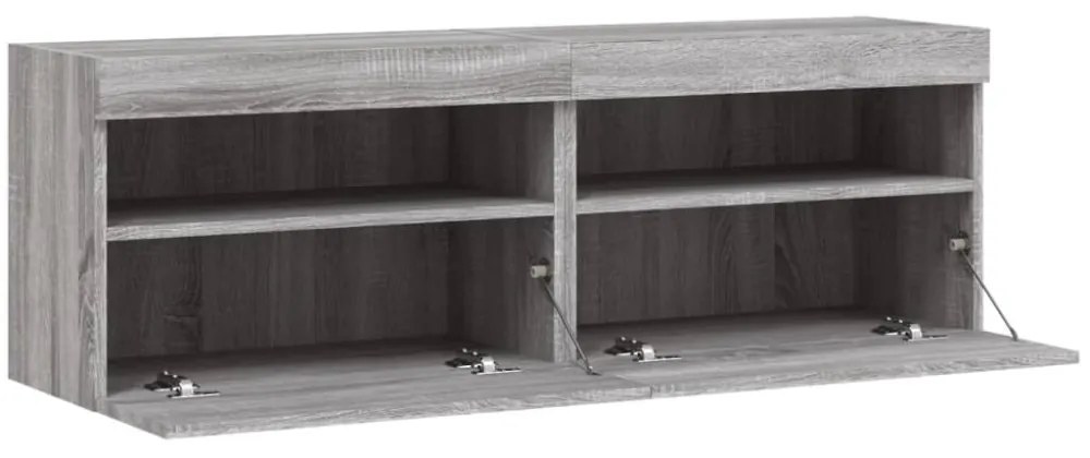 2 db szürke sonoma fali TV-szekrény LED-ekkel 60x30x40 cm