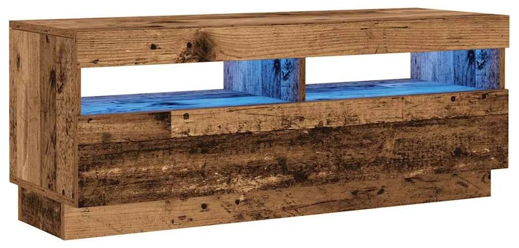 antik fa színű szerelt fa TV-szekrény LED-ekkel 100x35x40 cm