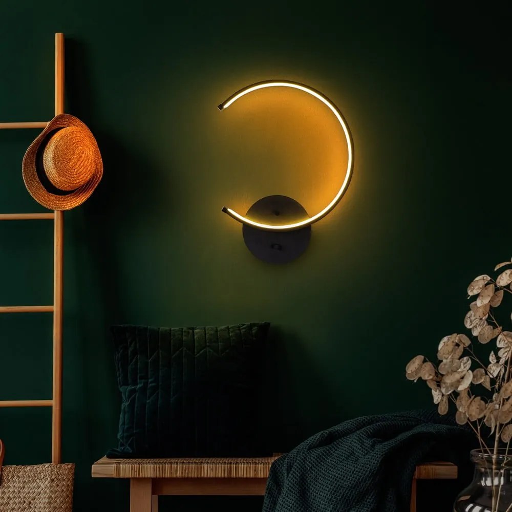 Fekete LED fali lámpa ø 10 cm Moon – Opviq lights