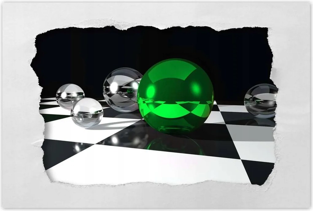 Poszterek 90x60 Zöld gömb Sakktábla