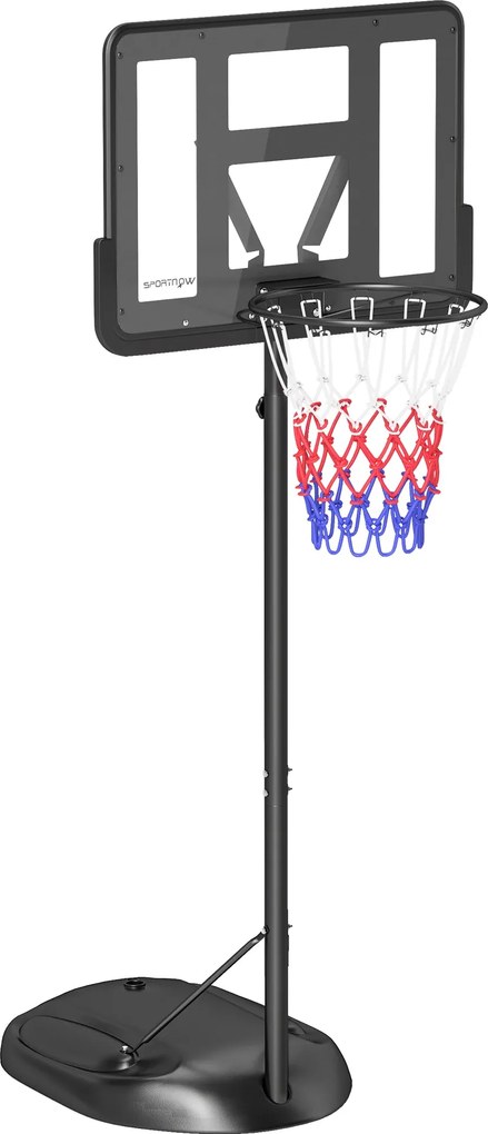 SPORTNOW Állítható Magasságú Kosárlabda Gyűrű 216-277 cm Kültéri Kerekekkel és Tölthető Alappal Fiatalok és Felnőttek Számára Fekete | Aosom