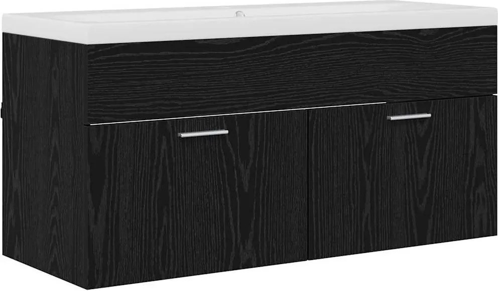 vidaXL Fürdőszoba Székény Fekete tölgy 100 x 38,5 x 46 cm Faanyag