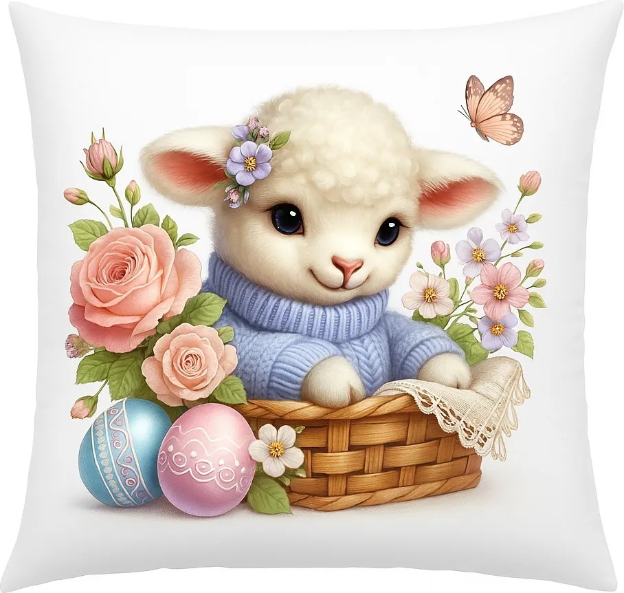 Húsvéti Párnahuzat 40x40 cm Bárány Mintás Színes Díszpárnahuzat