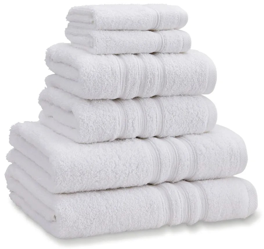 Fehér frottír pamut törölköző és fürdőlepedő készlet 6 db-os Zero Twist – Catherine Lansfield