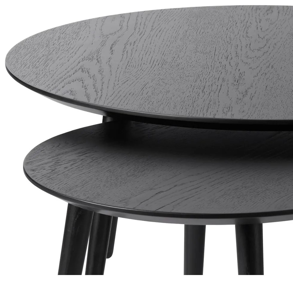 Fekete kerek dohányzóasztal szett 2 db-os ø 88 cm Adda – Unique Furniture