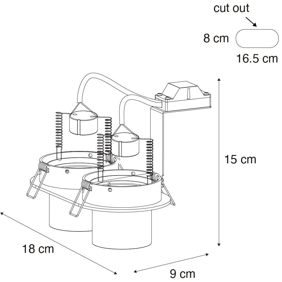 Beépíthető spotlámpa fekete GU10 50 mm 2-fényes - Installa
