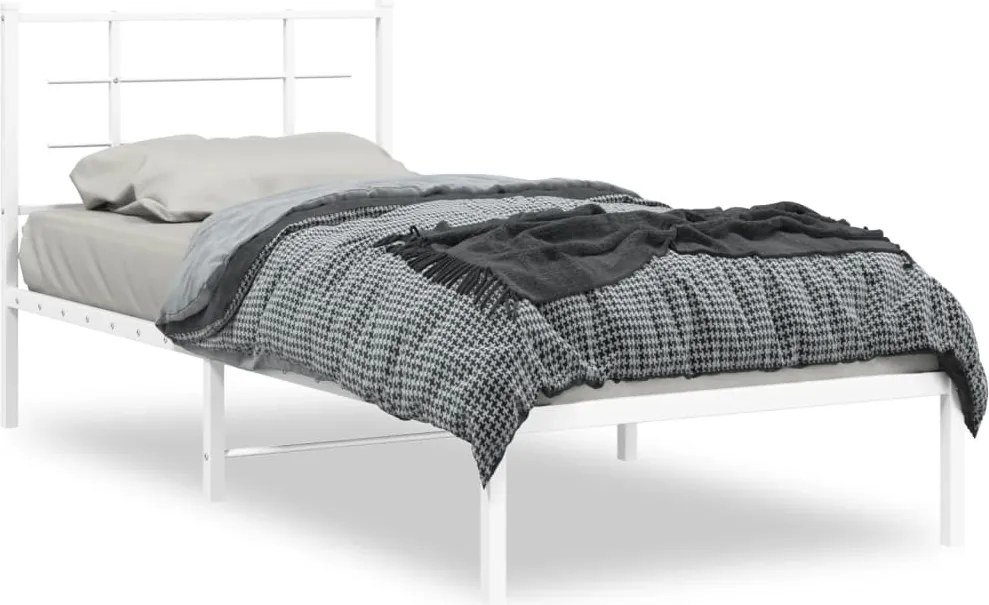 vidaXL fehér fém ágykeret fejtámlával 90x200 cm
