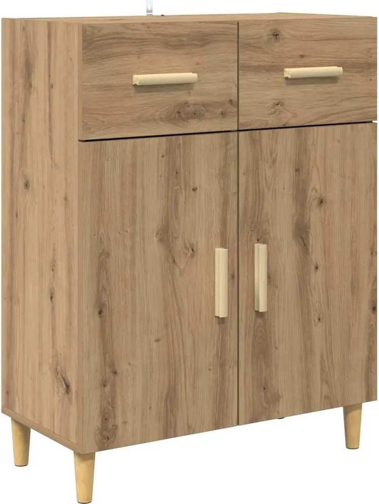vidaXL Széf fiókkal kézműves tölgy 34 x 69.5 x 89 cm Faanyag