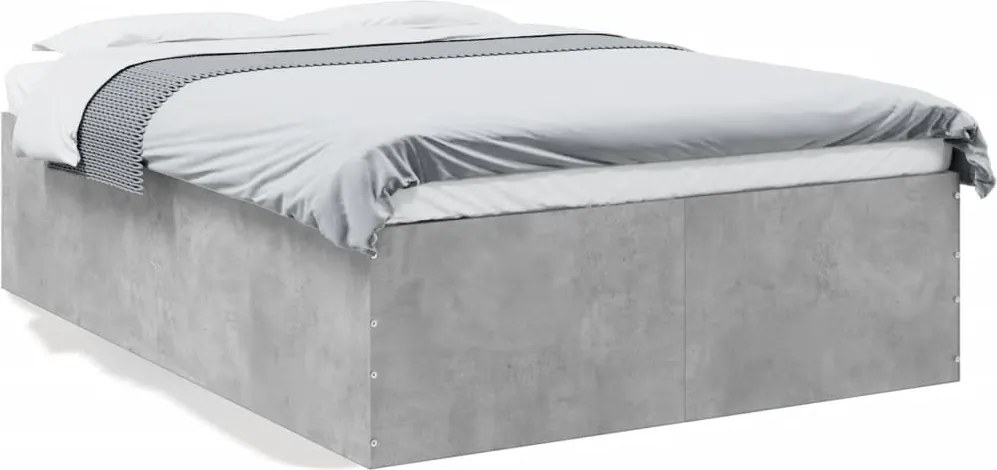 vidaXL betonszürke szerelt fa ágykeret 120 x 190 cm