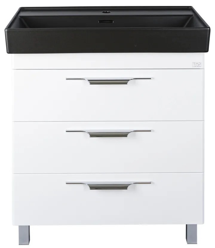 TMP TRIO 60 álló fürdőszobabútor - CeraStyle SHARP FEKETE mosdóval - 60 x 48 cm