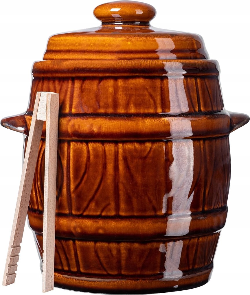 Savanyú Káposzta Savanyító Hordó Uborka Kő 5L Fazék Fedővel Fogó