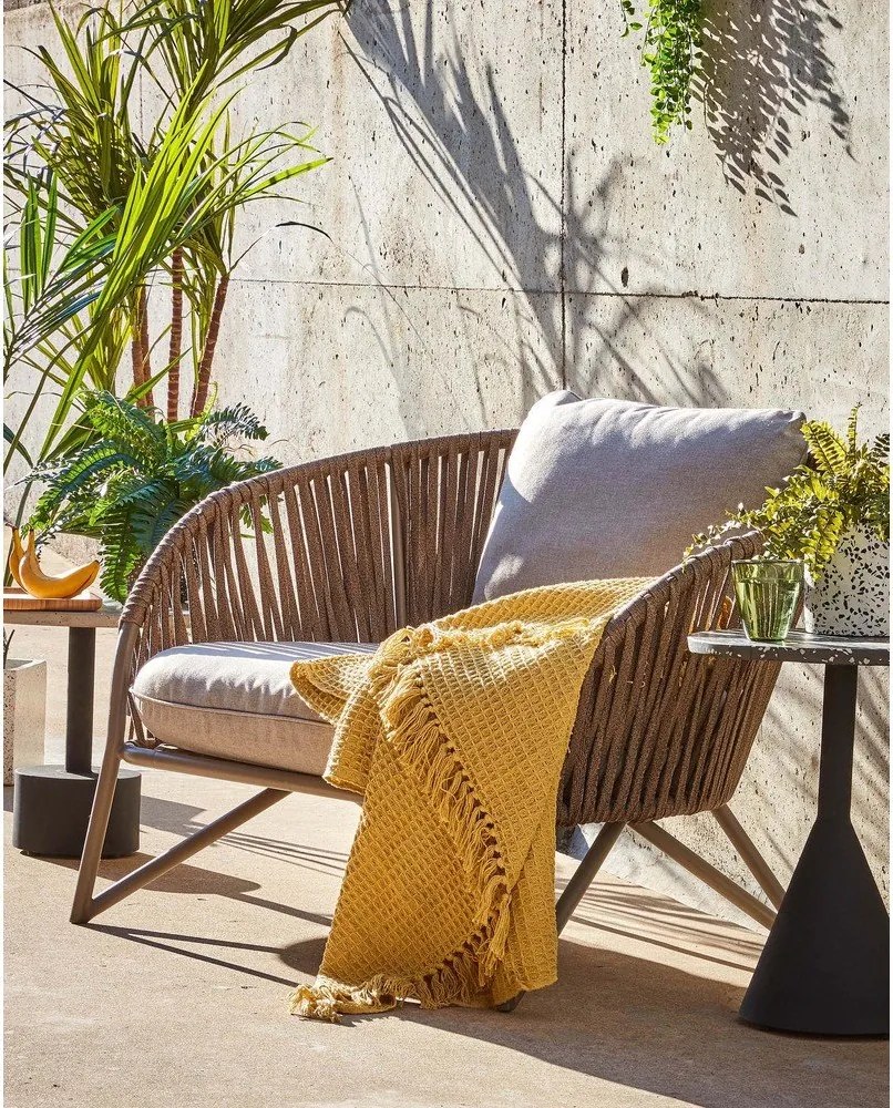 Világosszürke-barna fém kerti fotel Branzie – Kave Home