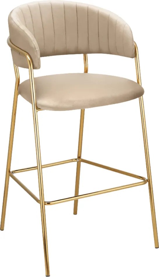 Design bárszék, bézs Velvet szövet/gold króm arany, DASMIN NEW TYP 2