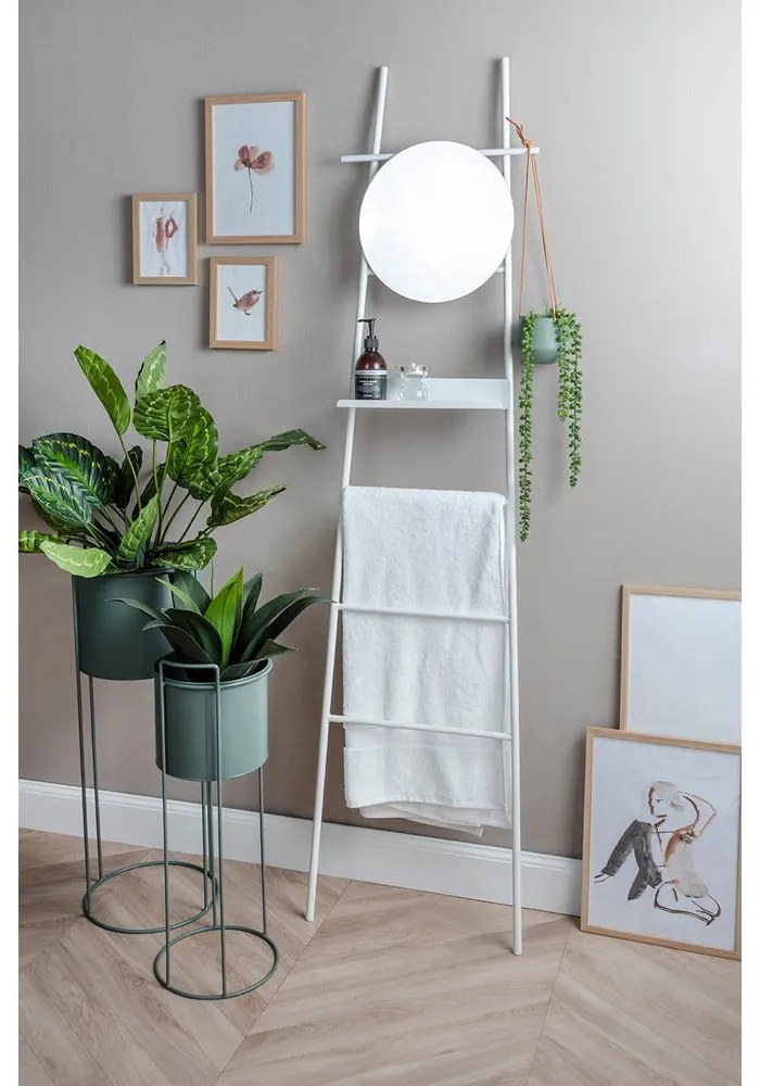 Glint fehér dekoratív létra tükörrel - Leitmotiv