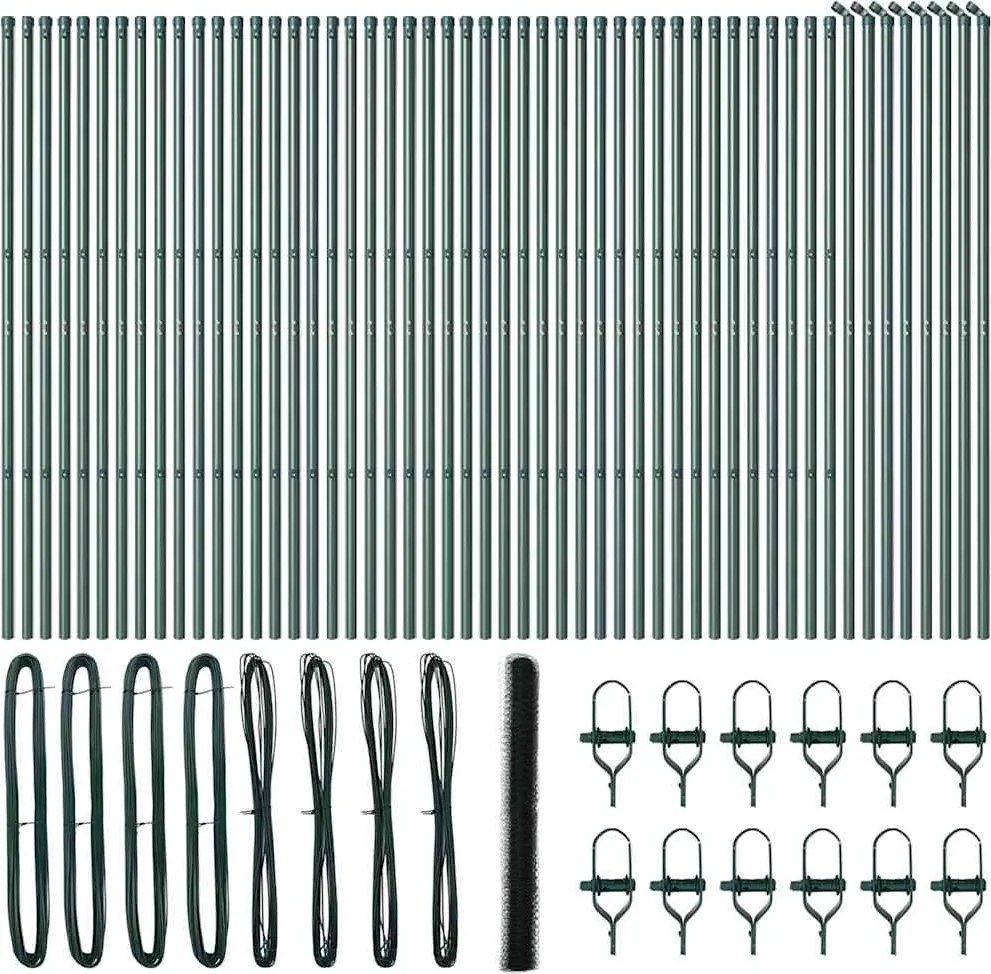 vidaXL Kerítésoszlop Zöld 100 x 1,6 m (36 mm háló) Acél és PVC