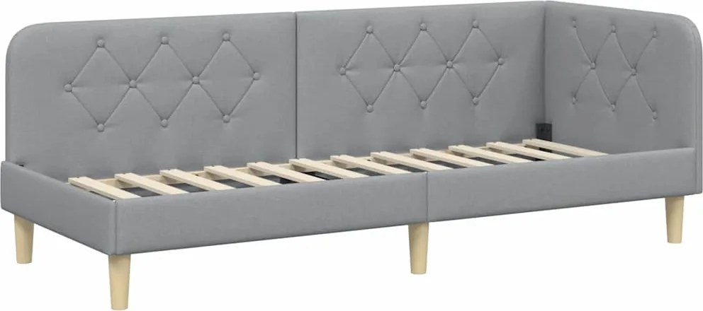 vidaXL Sarokágy keret fejtámlával Világosszürke 80 x 200 cm szövet