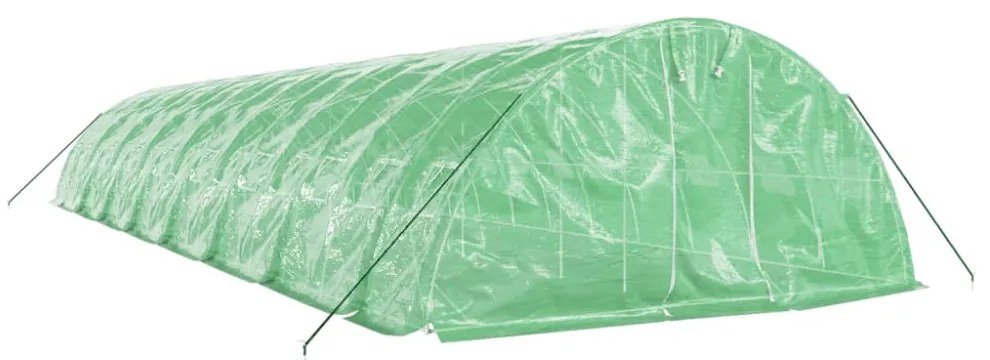 zöld acélvázas melegház 80 m² 16 x 5 x 2,3 m