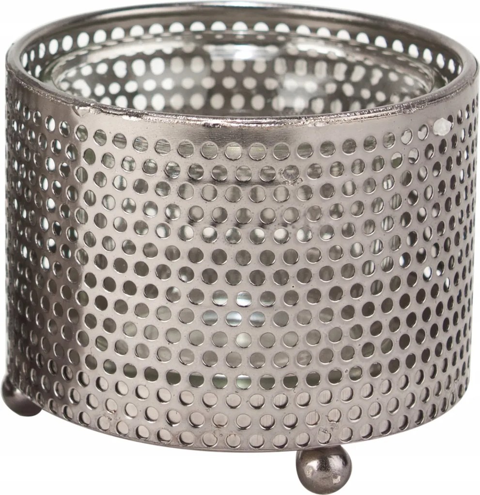 Gyertyatartó teamécses Ezüst fém átm. 6cm