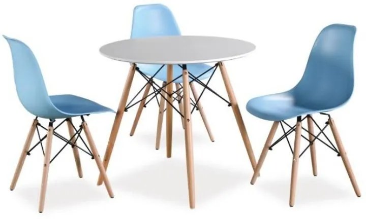 Étkezőasztal, fehér/bükk, GAMIN II NEW 80cm