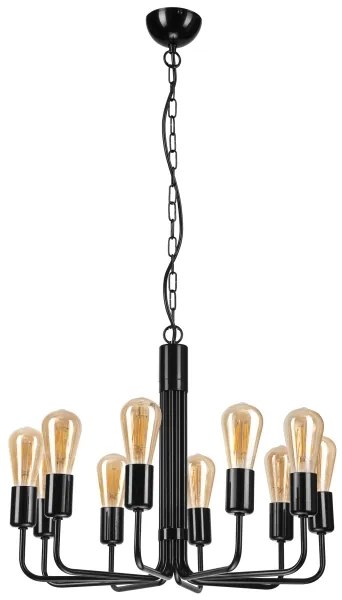 Csillár láncon TIFFANY 10xE27/60W/230V fekete