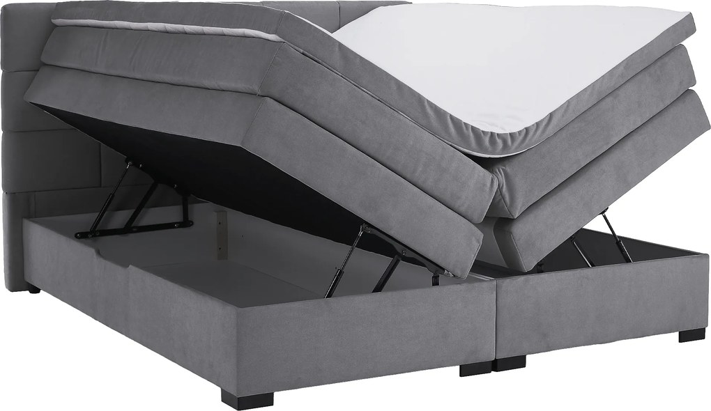 Boxspring ágy, 200x200, szürke, APRIL