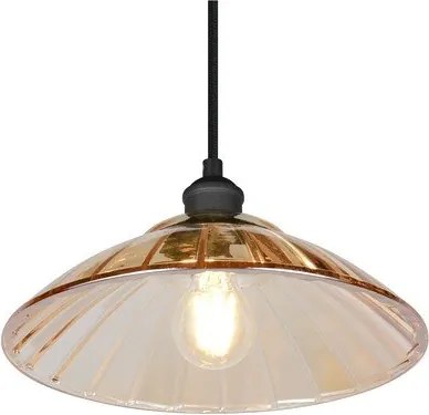 Fekete-borostyán színű fém függőlámpa üveg búrával ø 29,5 cm Eluna – Reality