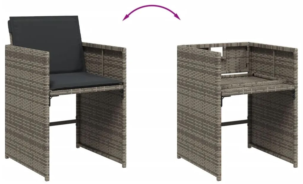 vidaXL 13 részes szürke polyrattan kerti ülőgarnitúra párnákkal