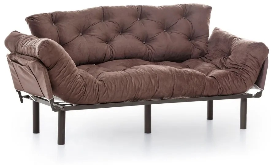 Nitta Triple Kihúzhatós Kanapé, Futon, 3 személyes, 225x70 cm, fém, barna