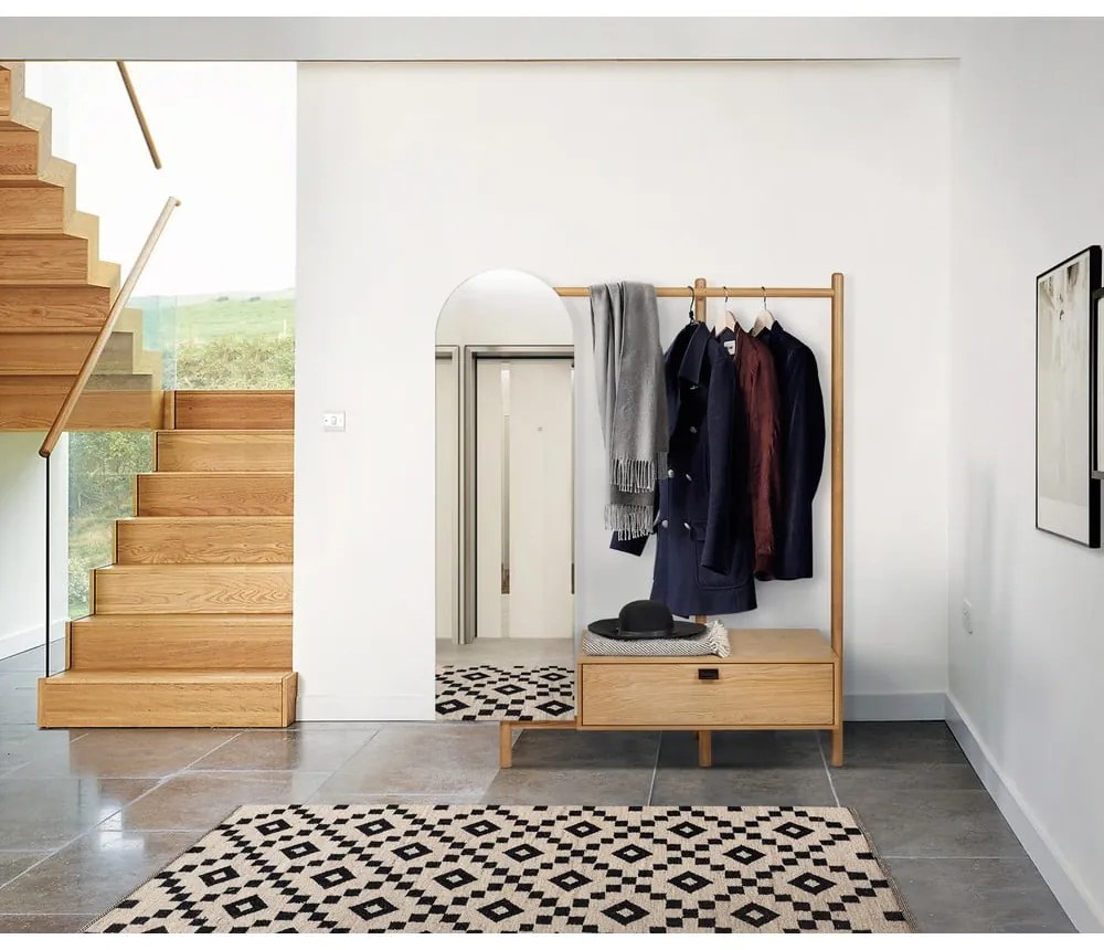 Tripod tölgyfa előszoba bútor tükörrel - Woodman