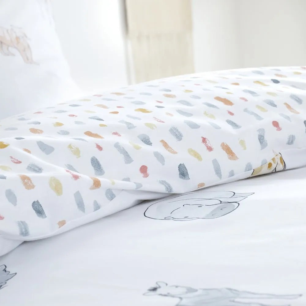 Fehér kétszemélyes pamut gyerek ágyneműhuzat 200x200 cm Zoo Animals – Bianca