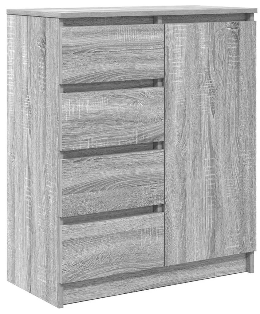 szürke sonoma szerelt fa tálalószekrény fiókos 71x35x84 cm