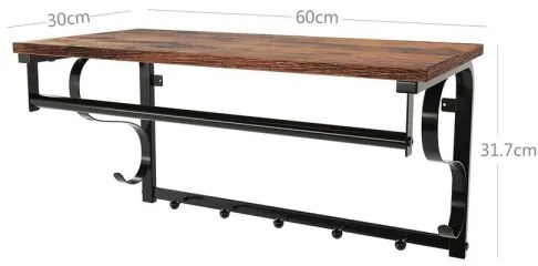 NATE fali fogas polccal, barna/fekete