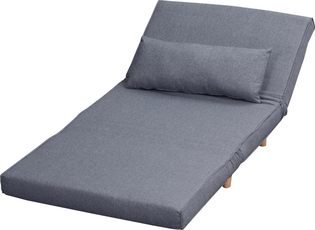 HOMCOM Egyszemélyes Kanapé Ággyá Alakítható Kanapé Összecsukható Kárpitozott Háttámlával Északi Skandináv Stílusú 25D Hab Háztartási Vászon Utánzó Fen