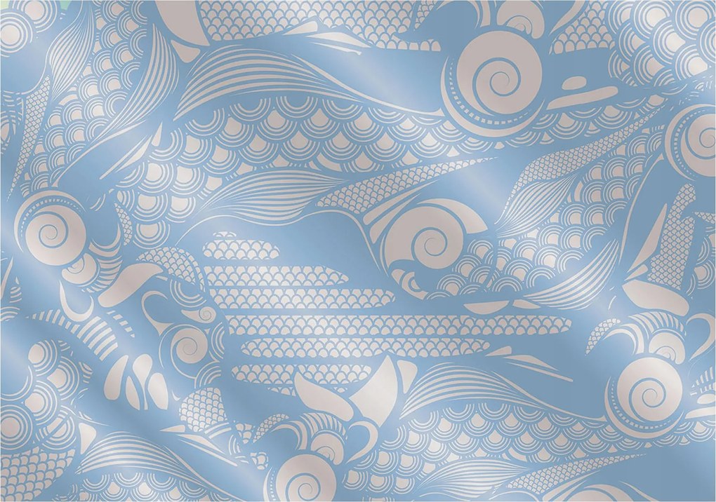 Fotótapéta flizelina Bézs-Kék Hullámok és Spirálok Dísz 200x140 +ragasztó