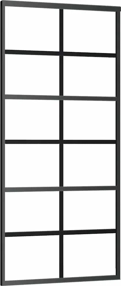 vidaXL fekete ESG üveg és alumínium tolóajtó 90 x 205 cm