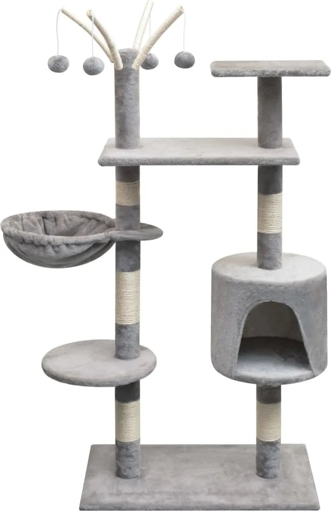 vidaXL szürke macskabútor szizál kaparófákkal 125 cm